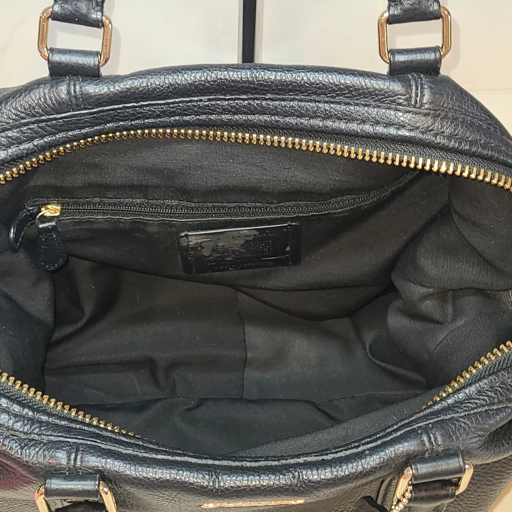 Coach Central Satchel Black Pebbled Leather EUC - Picture 9 of 16